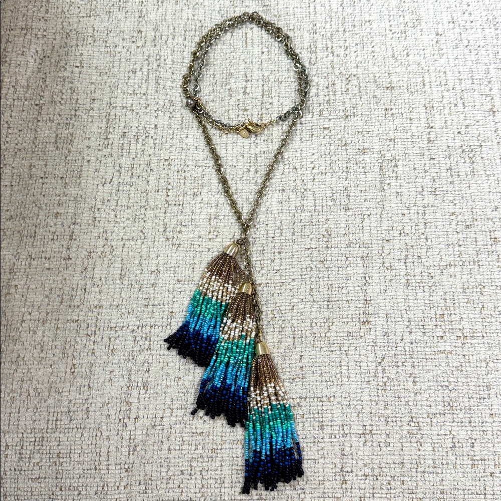 Chicos Beaded Tassel Necklace